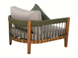 Acacia Wood Outdoor Club Chair with Handwoven Rope Accents & Curved Backrest - Water-Resistant Boho N767P265743E