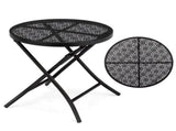 18 inch Folding Side Table, Metal Steel Outdoor Round Coffee Table with Flower Cutouts for 13730271