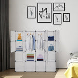 ZNTS Modular Closet Organizer Plastic Cabinet, 16 Cube Wardrobe Cubby Shelving Storage Cubes Drawer Unit, 66443111