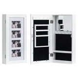 ZNTS Simple PVC Wood Grain Coating Photo Storage Damp-proof Jewelry Mirror Cabinet White 43628308