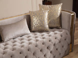 Naomi Button Tufted Loveseat with Velvet Fabric and Gold Accent in Taupe B00961116