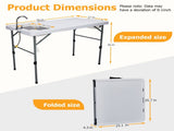 50" Folding Fish Cleaning Table with Sink, Bi-Folding Portable Camping Sink Station with Drain Hose, 37035974