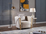 Thick Velvet Fabric Upholstered Chair Made With Wood in Beige B009P153972