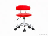 Round Shape Adjustable Salon Stool with Back and Line Red 80978423