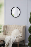 20" x 20" Circle Wall Mirror with Wooden Frame and Black Finish, Wall Mirror for Living Dining W2078124341