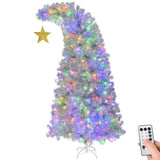 ZNTS 6 FT Bent Top Pre-lit Christmas Tree with Golden Star, Hinged Artificial Xmas Tree with 300 Lights, 66090696