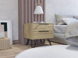 Light Oak 2-Drawer Rectangle Nightstand B06280317