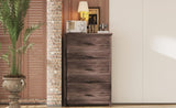Retro American Country Style Wooden Dresser with 5 Drawer, Storage Cabinet for Bedroom, Dark Walnut WF324089AAD