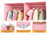 3-Cube Pink Modular Kids Closet, PP & Metal Storage Organizer with Hanging Rods, Tool-Free Assembly 28375438