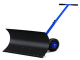 29 x 18in Adjustable T-Handle Snow Plow with Inflatable Wheels, Heavy Duty Human-Powered Manual Snow 89149481