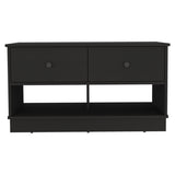 ZNTS Hamilton Storage Bench, Two Open Shelves, Two Drawers -Black B20091910