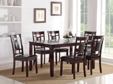 ZNTS Modern Contemporary 7pc Set Espresso Finish Unique Eyelet Back 6x Side Chairs Cushion Seats B011119001