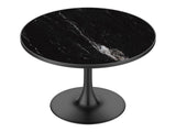 31.5" Round Modern Tulip Dining Table, Sintered Stone Tabletop with Luxury Faux Marble Print, Carbon W3316P540349