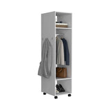Cluster 63" Tall Wardrove with Mirror, Three Shelves, Casters and Hanging Rod, Armoire, Bedroom B200P240236