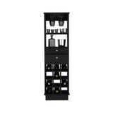Classic Bar Cabinet, Two Drawers, Twelve Built-in Wine Rack-Black B20091835