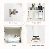 ZNTS Litter Box Enclosure with Shelves and Doors White Wooden Hidden Cat Litter Box Furniture Industrial W1687P170695