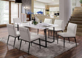 Ivory Leatherette 2pcs Side Chairs Dining Room Furniture Black Metal frame Padded Seat Dining Chair B011P214980