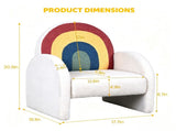 1pc Wooden Frame Armchair Kids Sofa, Rainbow Gradient Teddy Velvet 79752069