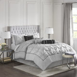 7 Piece Tufted Comforter Set Grey Cal King B03596789