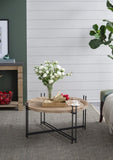 D32" x 18" Farmhouse Round Wooden Round Coffee Table with Metal Legs W2078P147520