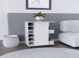 White 4-wheel bar cart cabinet for kitchen or living room, with 6 side built-in bottle racks, 1 B097133169