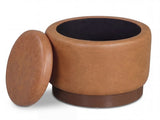 Brown 360&deg Swivel Storage Ottoman, 43.1845.72cm Faux Leather Vanity Stool with 26.50L Hidden 48888737