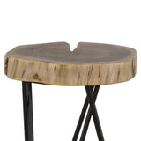 12" Acacia Wood End/Side Table, Living Room Accent Stool, Iron Hairpin Legs, Home Dcor, Brown/Black B011P198366