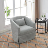 ZNTS 360-degree Swivel Accent Armchair Linen Blend Orange LIGHT GREEN W676P143119