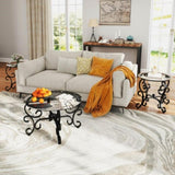 3 Piece Tempered Glass Surface Coffee Table Set, Decor Coffee Table Round End Side Table with Sturdy W2167P220517