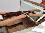 (60cm) 3 in 1 Vanity Desk with Plip Top Mirror, Small Make Up Vanity Set with Visible Glass Desktop, W2641P224785