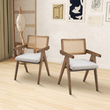 Wooden Frame Upholstered Dining Chairs Set of 2,Mid Century Kitchen Chairs for Living W2582P197649