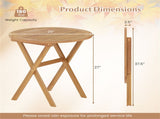 26" x 27" Solid Acacia Wood Foldable Round Side Table, 180 LBS Weight Capacity Patio End Table 61714153