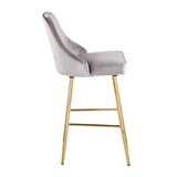 Marcel Contemporary/Glam Counter Stool in Gold Metal and Silver Velvet by LumiSource - Set of 2 B202P221783
