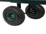 86*46*97cm Garden Iron Wood Four Wheel Square Garden Wagon Green 50097362