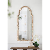 22" x 48" Large Cream & Gold Framed Wall Mirror, Wood Arched Mirror with Decorative Window Look for W2078P155651