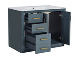 30'' Bathroom with Ceramic Sink Combo,Solid Wood Frame Bathroom Storage Cabinet, Freestanding N710P191970C
