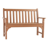 49in Vertical Backrest Teak Color HDPE Bench 56728345