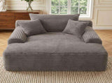 NEW Convertible Chaise Lounge Chair Plush with Wide Armrest & Throw Pillows, Cozy Boneless Sleeper W3975P549237