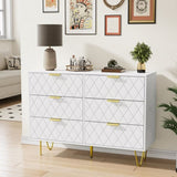 ZNTS Modern white 6 Drawers Bedroom,Wooden drawers with Gold Handles, Chest Dresser with Deep Drawers 99447169