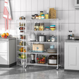 ZNTS 5 Tier 6000lbs Heavy Duty Adjustable Storage Rack Metal Shelf Wire Shelving Unit with Wheels & Shelf W155083058