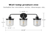 3-Light with Clear Glass Shade, Modern Sconce, Industrial Indoor Light Fixture for Bathroom Living T3177P283991