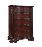 ZNTS 1pc Traditional Formal Tall Chest Storage Drawers Decorative Drawer Pulls Solid Wood Bedroom B011P204071