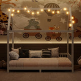 Wood Twin Size House Bed with Guardrail and LED, White N709P177522K