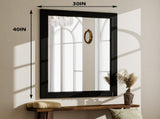 40"x30" Rectangular Bathroom Mirror with Wooden Frame Decorative Wall Mounted Mirror, Black 66346924