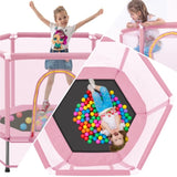 ZNTS 55'' Toddlers Trampoline with Safety Enclosure Net and Balls, Indoor Outdoor Mini Trampoline for 33415175