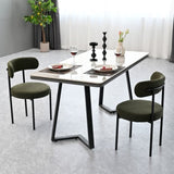 Green Boucle Dining Chairs Set of 2,Mid-Century Modern Curved Backrest Chair,Round Upholstered GL-W2533P170108