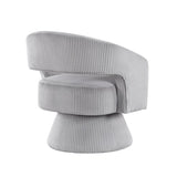Modern Luxurious Swivel Accent Chair Gray Soft Corduroy Upholstery Plush Seating Solid Wood Stylish B011P256232