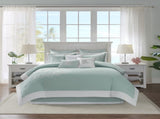 Oversized Cotton Jacquard Comforter Set Aqua Queen B03595756