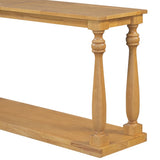 U_STYLE Vintage Wood Grain Console Table with Bottom Shelf and Four Vase Legs, Suitable for N711P256976O