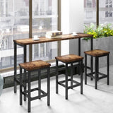 TOPMAX Counter Height Extra Long Dining Table Set with 3 Stools Pub Kitchen Set Side Table with WF198129AAD